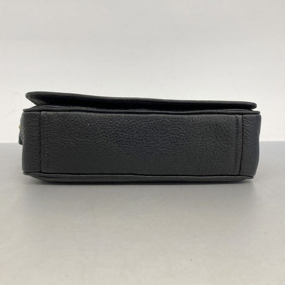 Prada Shoulder Bag Leather Black Gold Hardware Women