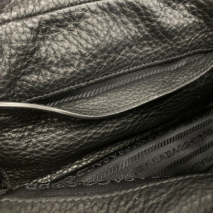 Prada Shoulder Bag Leather Black Gold Hardware Women