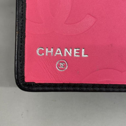 Chanel Long Billfold Cambon Lambskin Black Silver Hardware Women