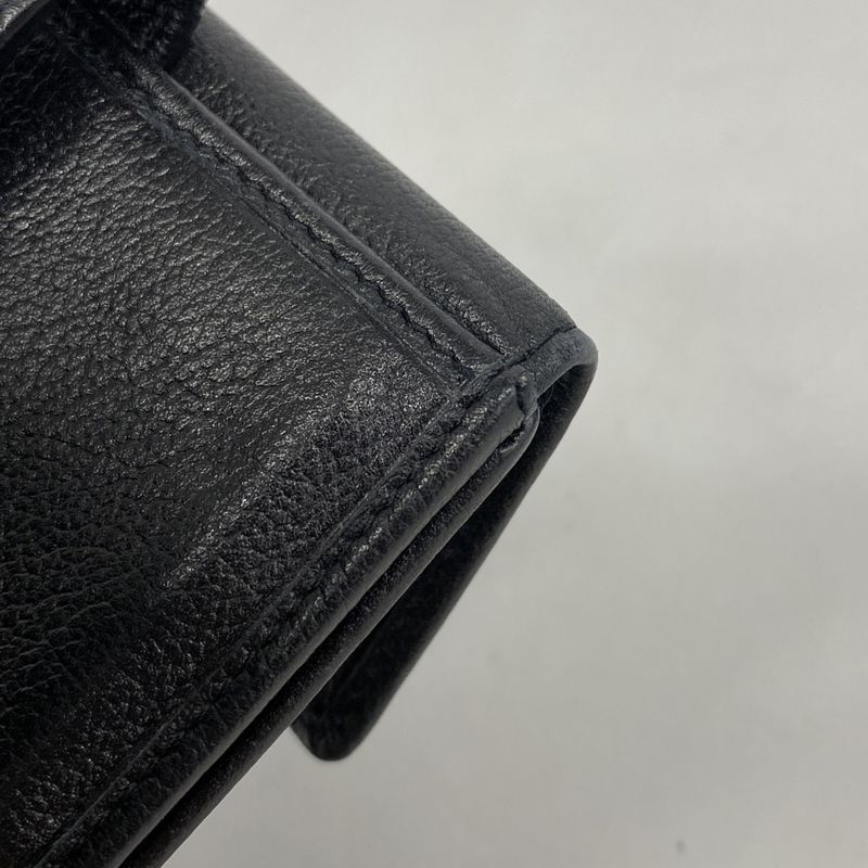 Chanel Wallet Camellia Leather Black Silver Hardware Women