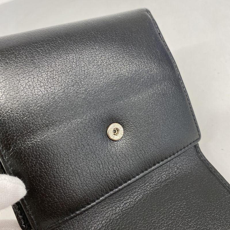 Chanel Wallet Camellia Leather Black Silver Hardware Women