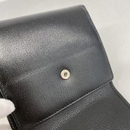 Chanel Wallet Camellia Leather Black Silver Hardware Women