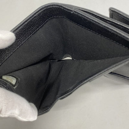 Chanel Wallet Camellia Leather Black Silver Hardware Women