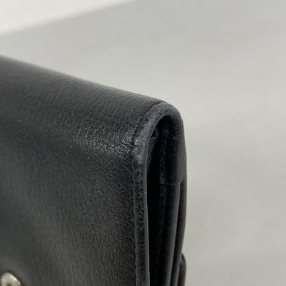 Chanel Wallet Camellia Leather Black Silver Hardware Women