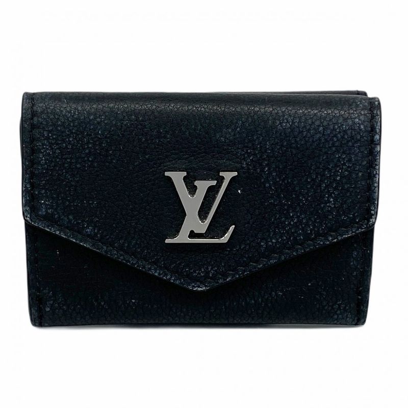 Louis Vuitton Portefeuille Lock Mini M63921 Noir Black Women