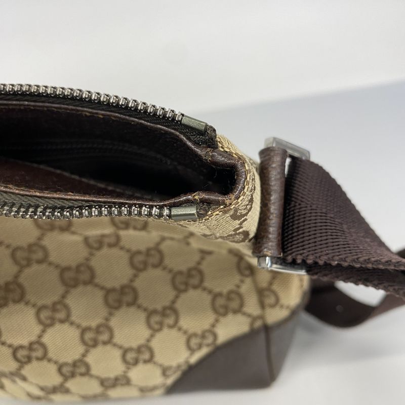 Gucci Shoulder Bag GG Canvas 114273 Canvas Beige Silver Hardware Women