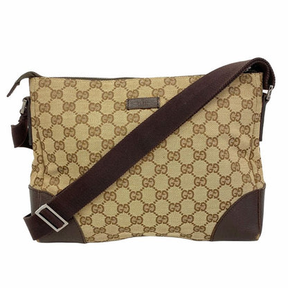 Gucci Shoulder Bag GG Canvas 114273 Canvas Beige Silver Hardware Women
