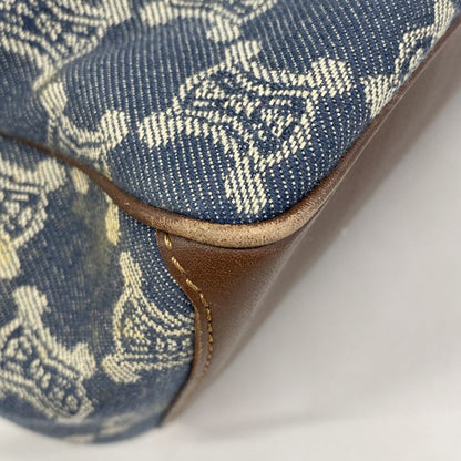 Celine Handbag Paris Macadam Denim Blue Brown Gold Hardware Women