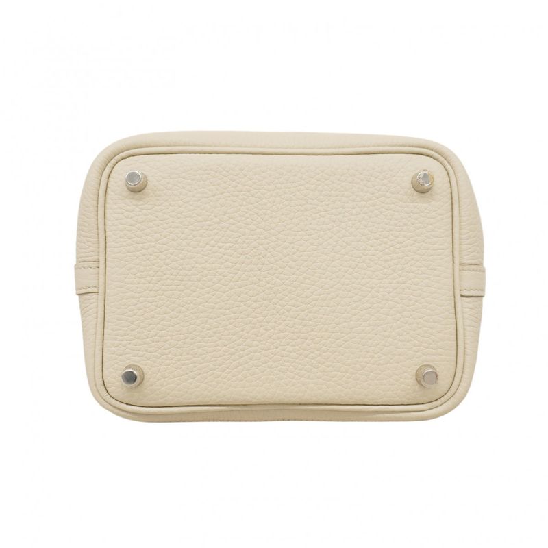 Hermes Handbag Picotin Lock PM Taurillon Clemence Beton Silver Hardware Marked