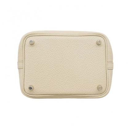 Hermes Handbag Picotin Lock PM Taurillon Clemence Beton Silver Hardware Marked