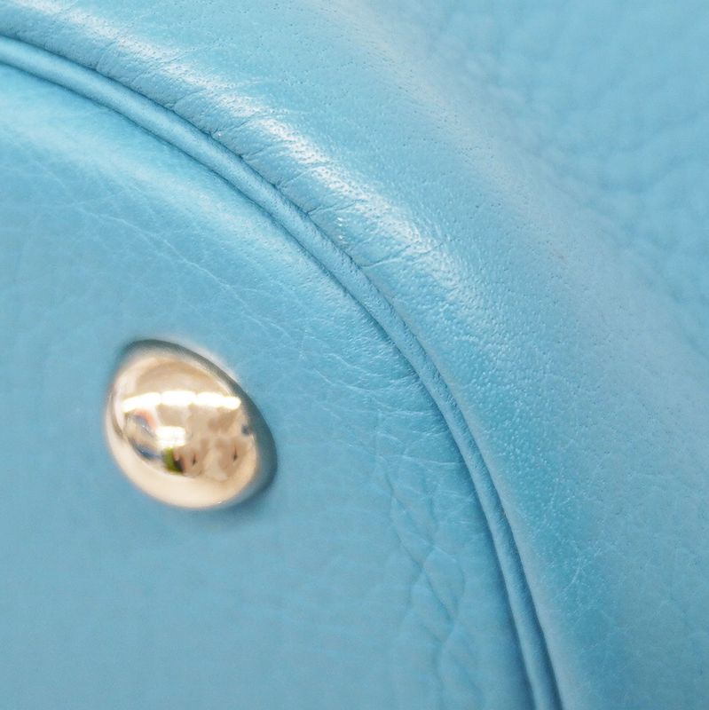 Hermes Handbag Bolide 31 Taurillon Clemence Blue Jean Silver Hardware □J