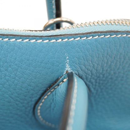 Hermes Handbag Bolide 31 Taurillon Clemence Blue Jean Silver Hardware □J