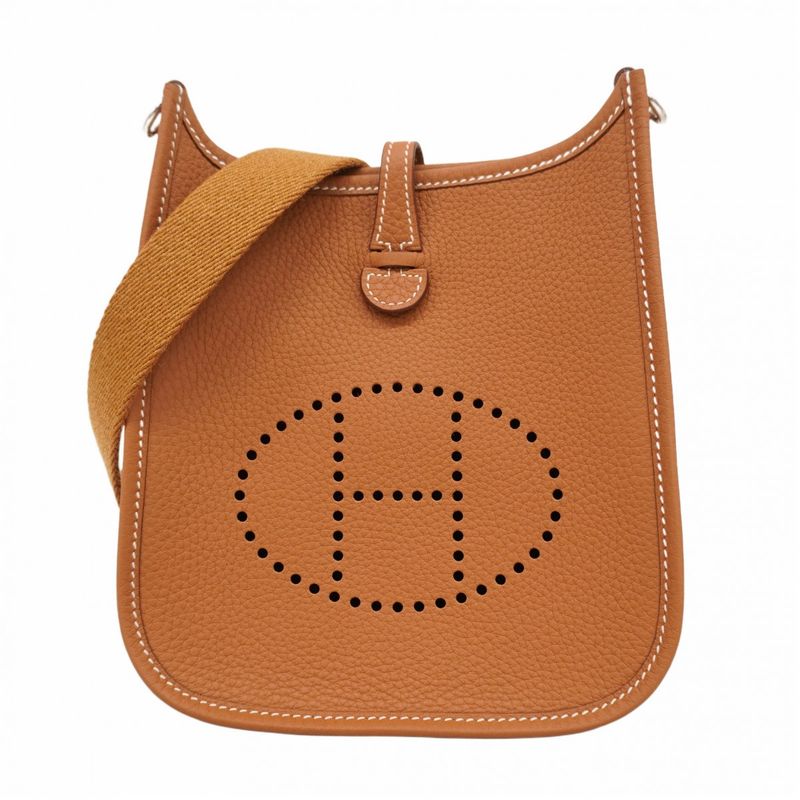Hermes Shoulder Bag Evelyn TPM Taurillon Clemence Gold Silver Hardware W