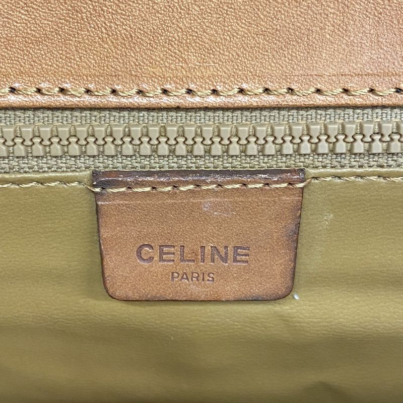 Celine Shoulder Bag Macadam PVC Beige Gold Hardware Women