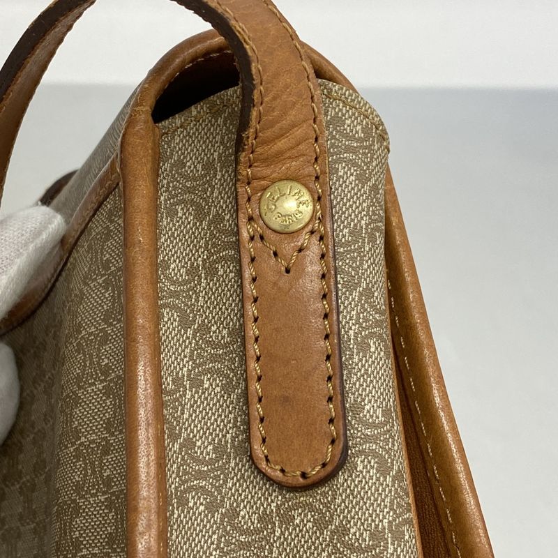 Celine Shoulder Bag Macadam PVC Beige Gold Hardware Women