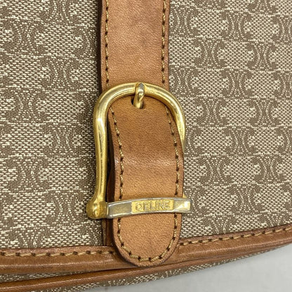 Celine Shoulder Bag Macadam PVC Beige Gold Hardware Women