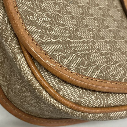 Celine Shoulder Bag Macadam PVC Beige Gold Hardware Women