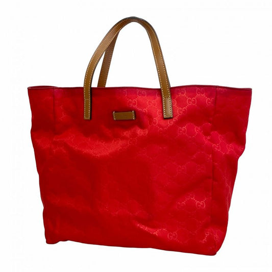 Gucci Tote Bag GG Nylon 282439 Nylon Red Chien Pan Gold Hardware Women's