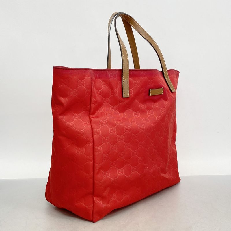 Gucci Tote Bag GG Nylon 282439 Nylon Red Chien Pan Gold Hardware Women's