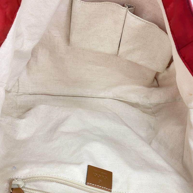 Gucci Tote Bag GG Nylon 282439 Nylon Red Chien Pan Gold Hardware Women's