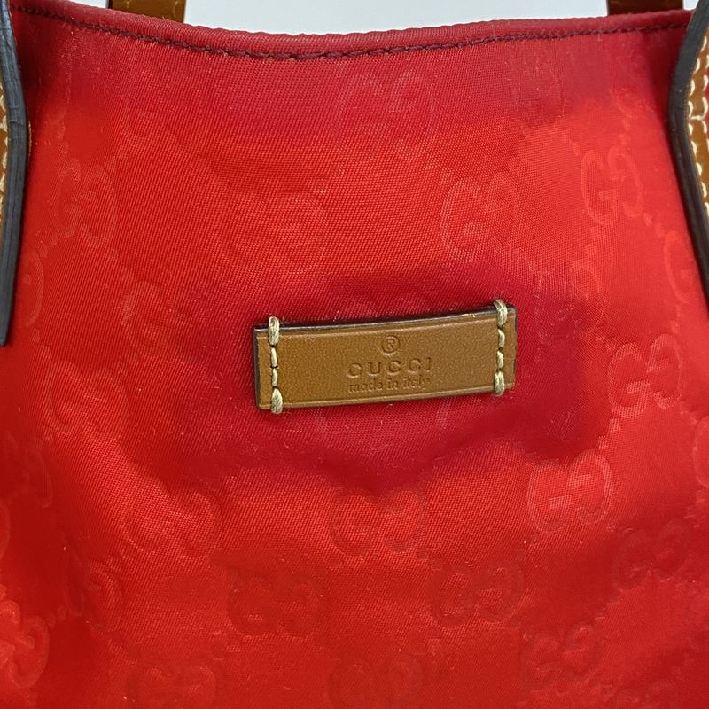 Gucci Tote Bag GG Nylon 282439 Nylon Red Chien Pan Gold Hardware Women's