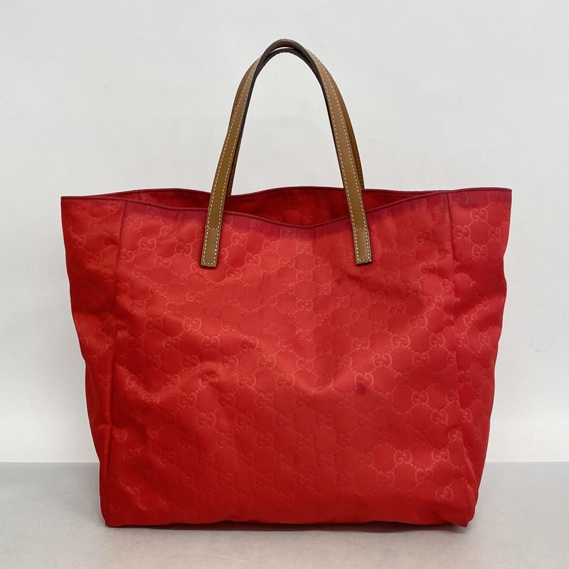 Gucci Tote Bag GG Nylon 282439 Nylon Red Chien Pan Gold Hardware Women's