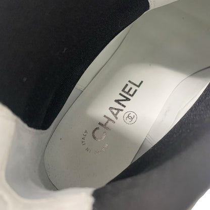 Chanel Boots Short Boots Shoes Patent White Black Here Mark Side Gore