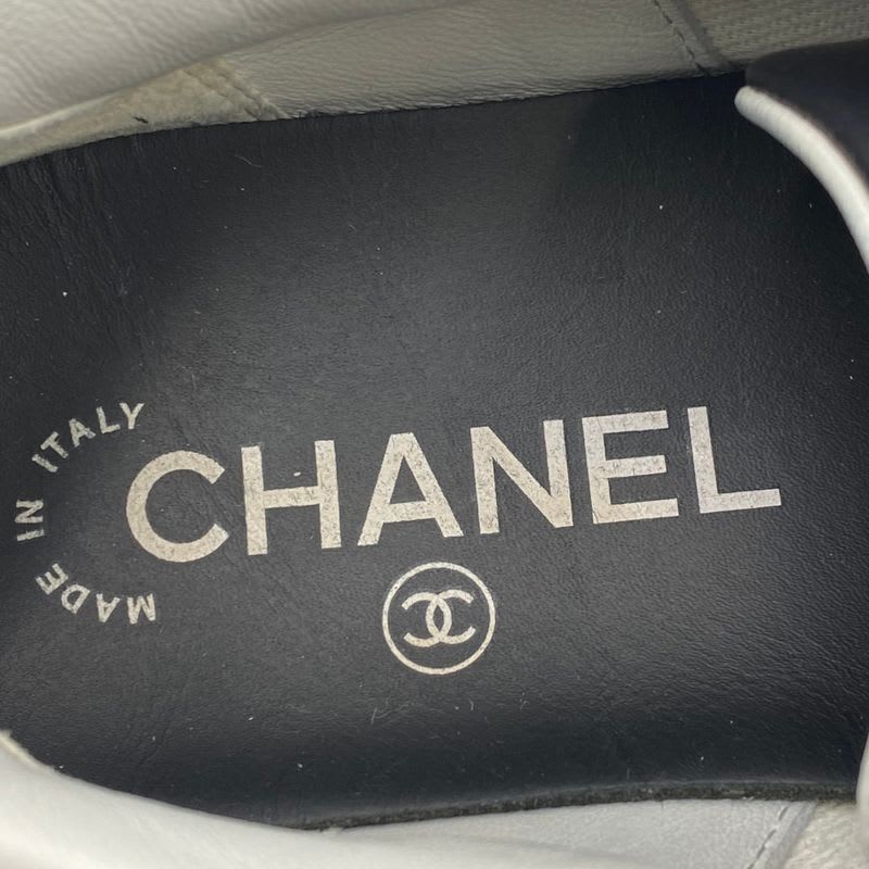 Chanel Cocomark Sneakers Logo Leather Black White Size 38