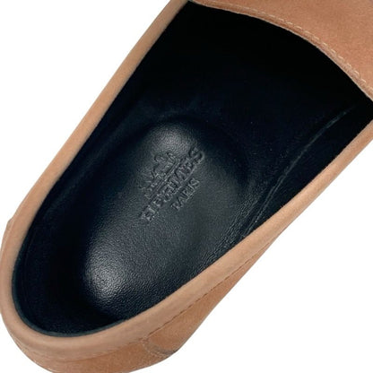 Hermes D'esting Loafers Leather Shoes Suede Pink Gold Kelly Hardware Moccasin