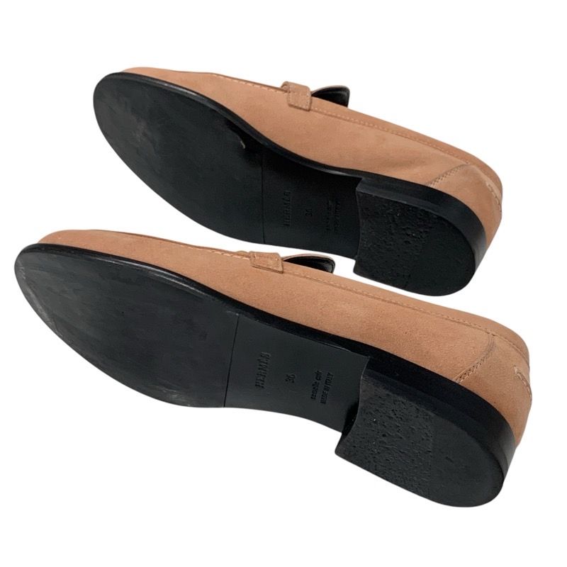 Hermes D'esting Loafers Leather Shoes Suede Pink Gold Kelly Hardware Moccasin