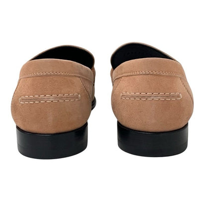 Hermes D'esting Loafers Leather Shoes Suede Pink Gold Kelly Hardware Moccasin