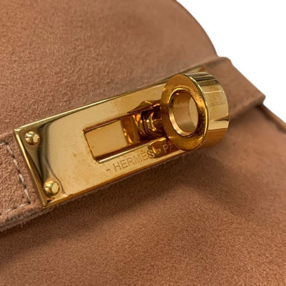 Hermes D'esting Loafers Leather Shoes Suede Pink Gold Kelly Hardware Moccasin