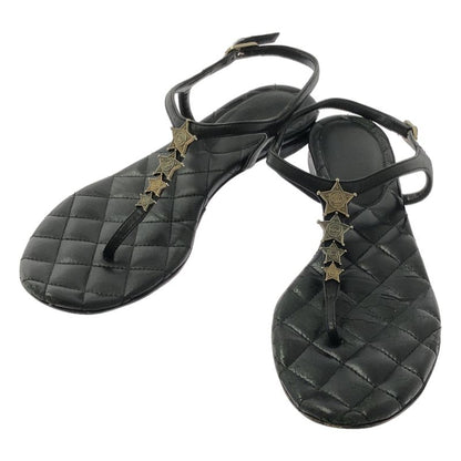 Chanel Paris-dallas Coco Mark Quilted Flat Sandals - Women's - 37C - Black