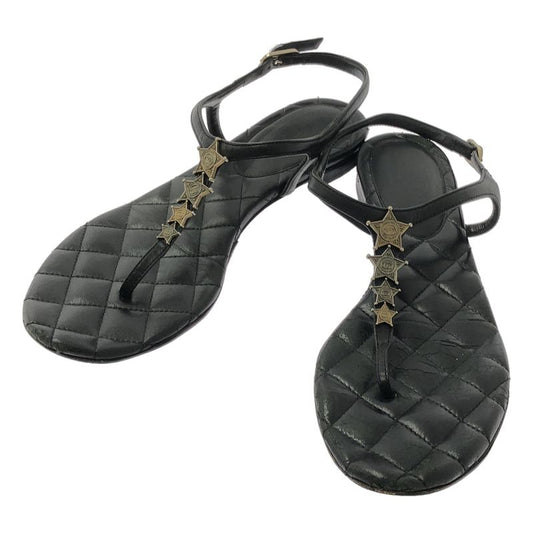 Chanel Paris-dallas Coco Mark Quilted Flat Sandals - Women's - 37C - Black