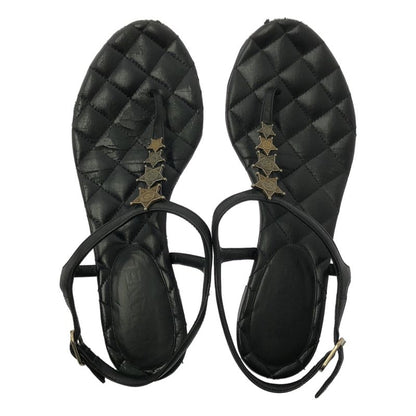 Chanel Paris-dallas Coco Mark Quilted Flat Sandals - Women's - 37C - Black
