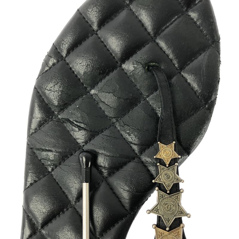 Chanel Paris-dallas Coco Mark Quilted Flat Sandals - Women's - 37C - Black