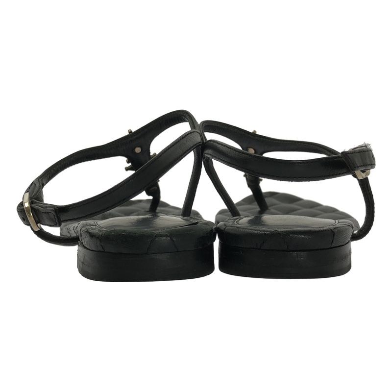 Chanel Paris-dallas Coco Mark Quilted Flat Sandals - Women's - 37C - Black