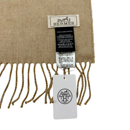 Hermes Cheval Outlet Scarf Cashmere Camel Beige Shawl Logo