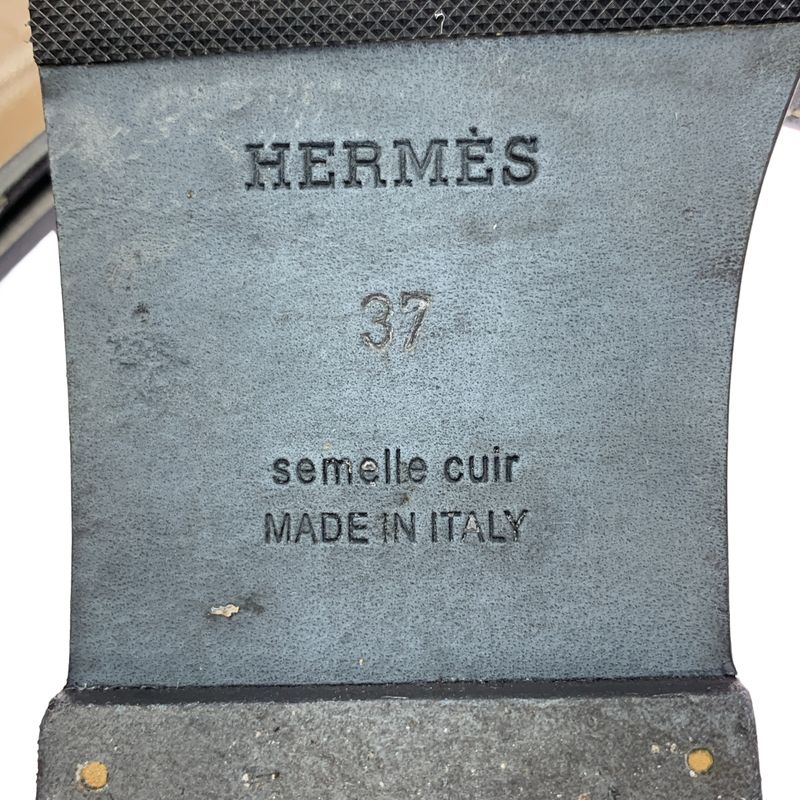 Hermes Oran Sandales Oran Leather Sandals - 37 - Black - Women