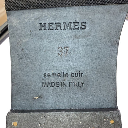 Hermes Oran Sandales Oran Leather Sandals - 37 - Black - Women