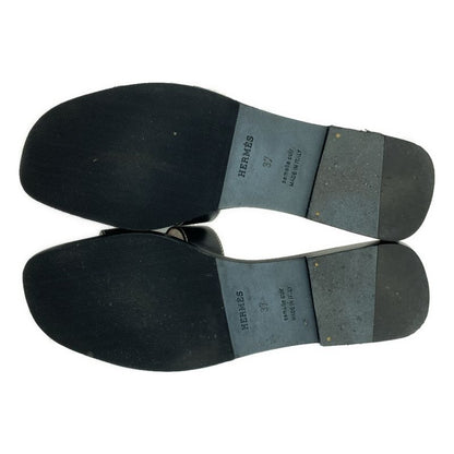 Hermes Oran Sandales Oran Leather Sandals - 37 - Black - Women