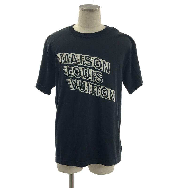 Louis Vuitton Cotton Silk Logo Intarsia Knit Sweater - L - Black - Men's