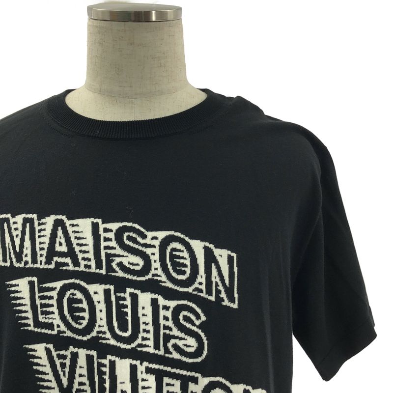 Louis Vuitton Cotton Silk Logo Intarsia Knit Sweater - L - Black - Men's