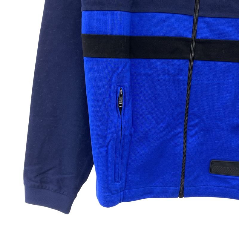 Prada - High Neck Striped Track Jacket - XS - Black Blue - Men's