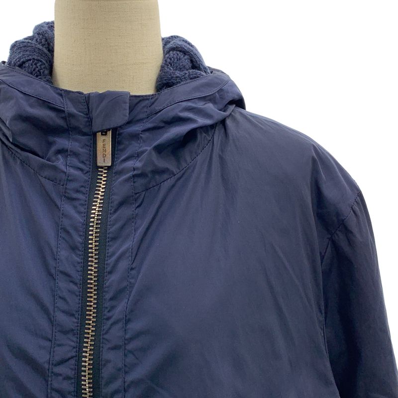Fendi | Nylon Logo Zip Drawstring Overcoat Hoodie Cable Knit Fully Lined | 48 |