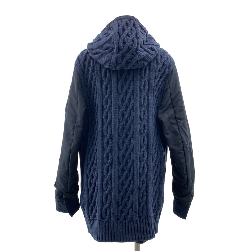 Fendi | Nylon Logo Zip Drawstring Overcoat Hoodie Cable Knit Fully Lined | 48 |