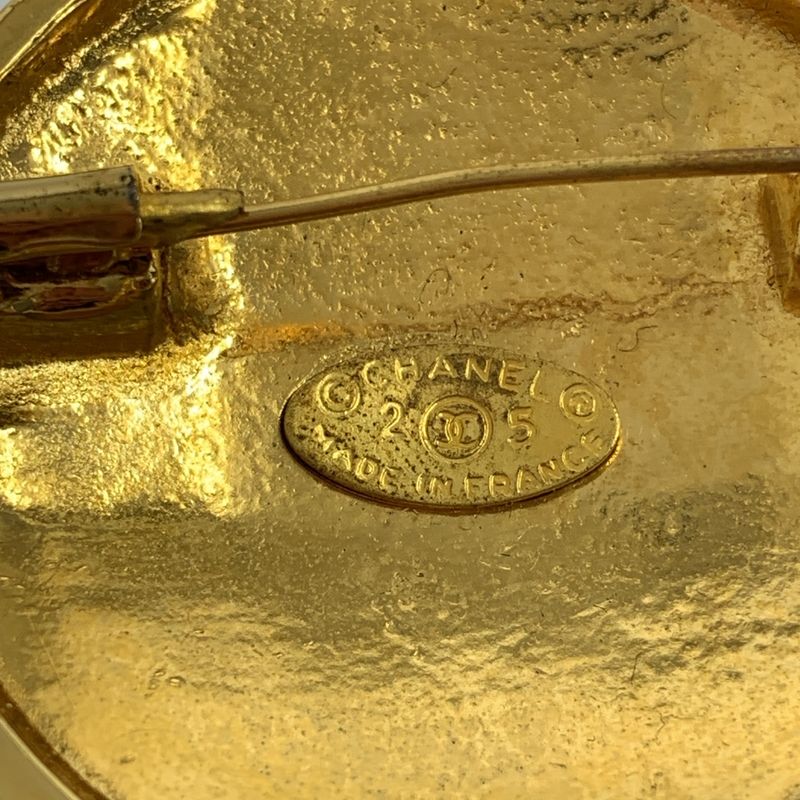 Chanel - Vintage Coco Mark Matelasse Brooch - Gold - Ladies