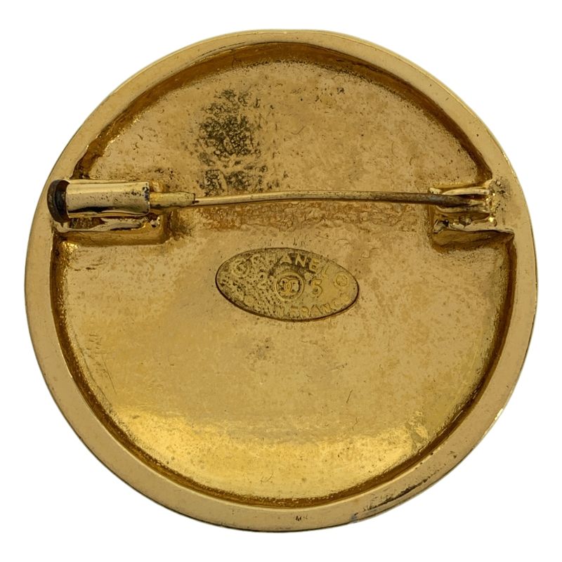 Chanel - Vintage Coco Mark Matelasse Brooch - Gold - Ladies