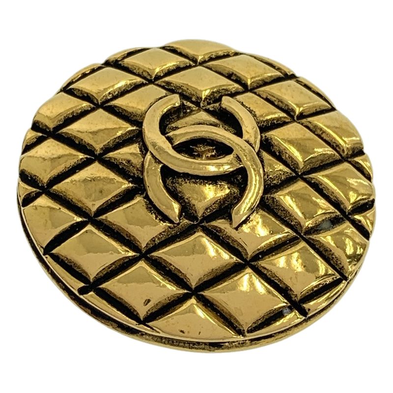 Chanel - Vintage Coco Mark Matelasse Brooch - Gold - Ladies