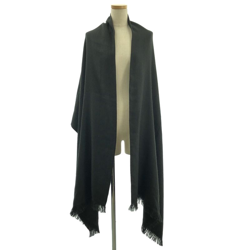 Hermes | Jacquard Logo Fringe Large Shawl Scarf Unisex | Black